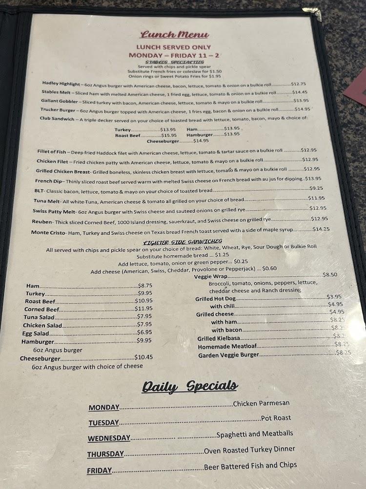 The Stables Menu image 3