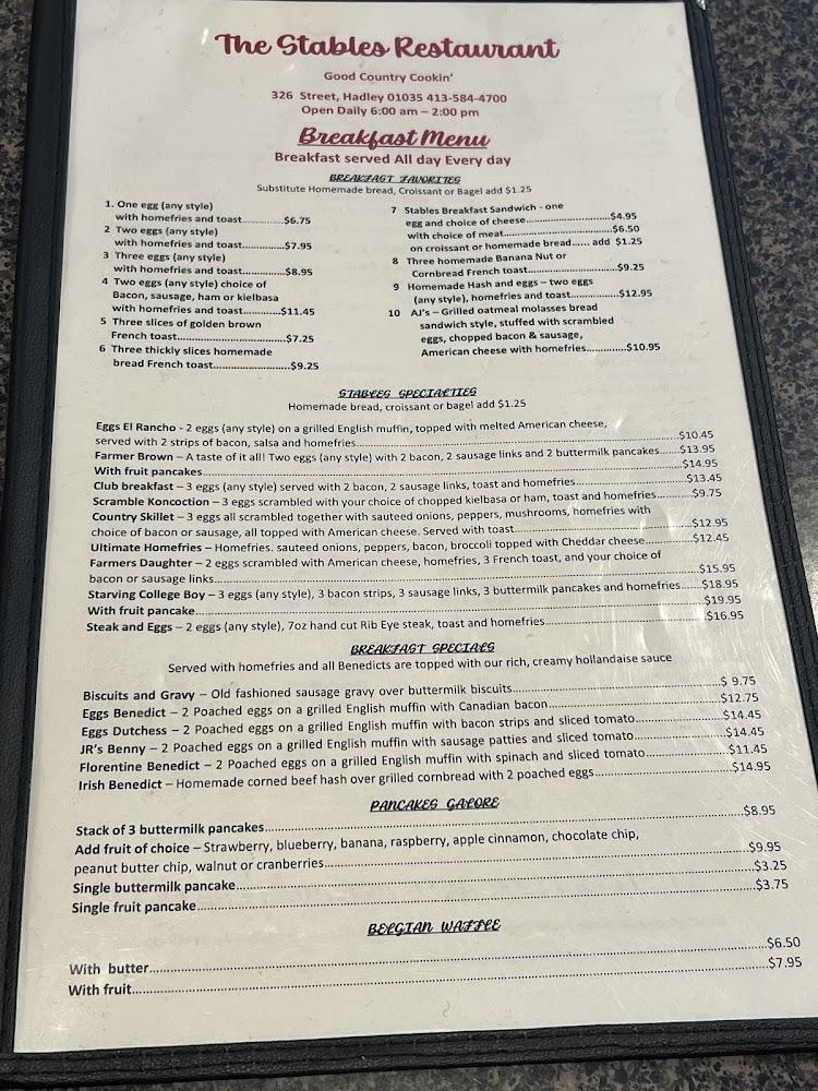 The Stables Menu image 4